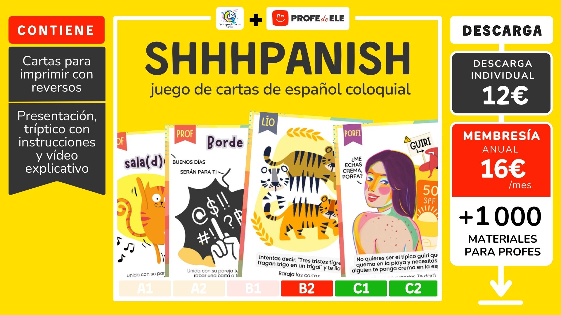 Shhhpanish juego de cartas para aprender el espanol coloquial